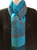 Sky blue paisley printed scarf