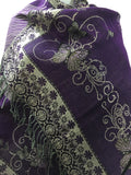 Pashmina golden flower embroidered scarf.